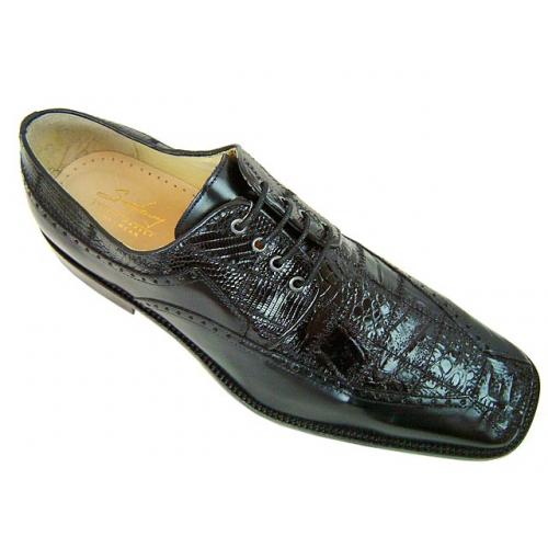 Steve Harvey Collection "Lathan" Black Genuine Crocodile Shoes